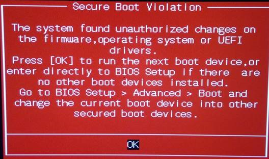 WIN7系统 开机时出现”Secure Boot Violation”错误进不到系统BIOS解决方法