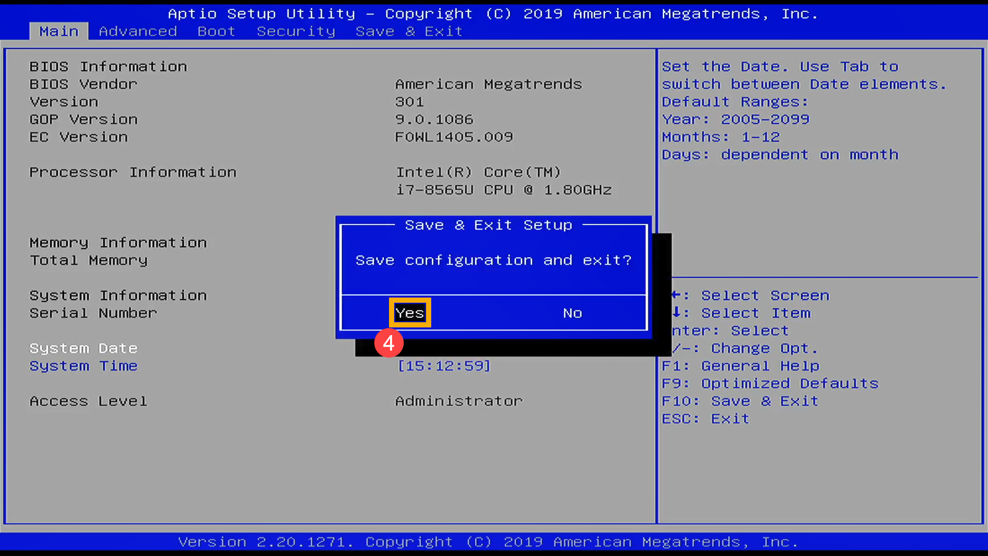 Reser pengaturan BIOS ke Default