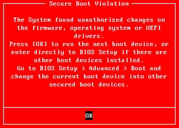 Secure Boot Violation