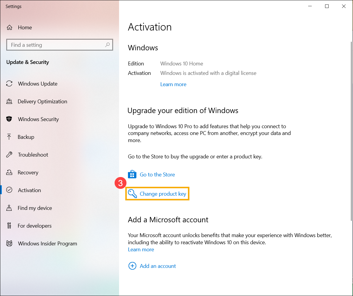Affichage de la clé de produit Windows 11