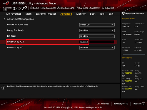 Motherboard]How to set and enable WOL(Wake On Lan) function in BIOS | Official Support | ASUS Global