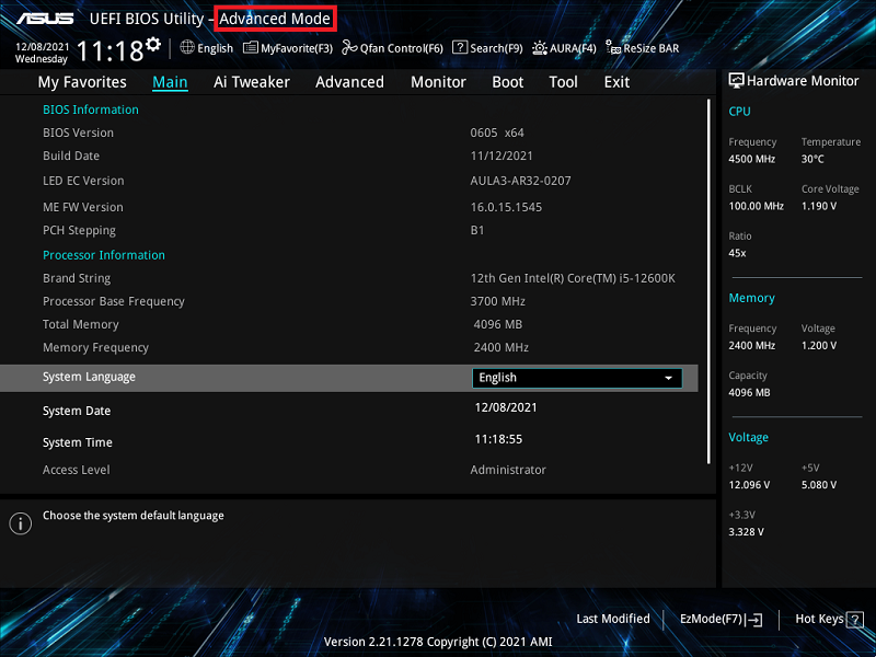 Bios settings - Intel Community