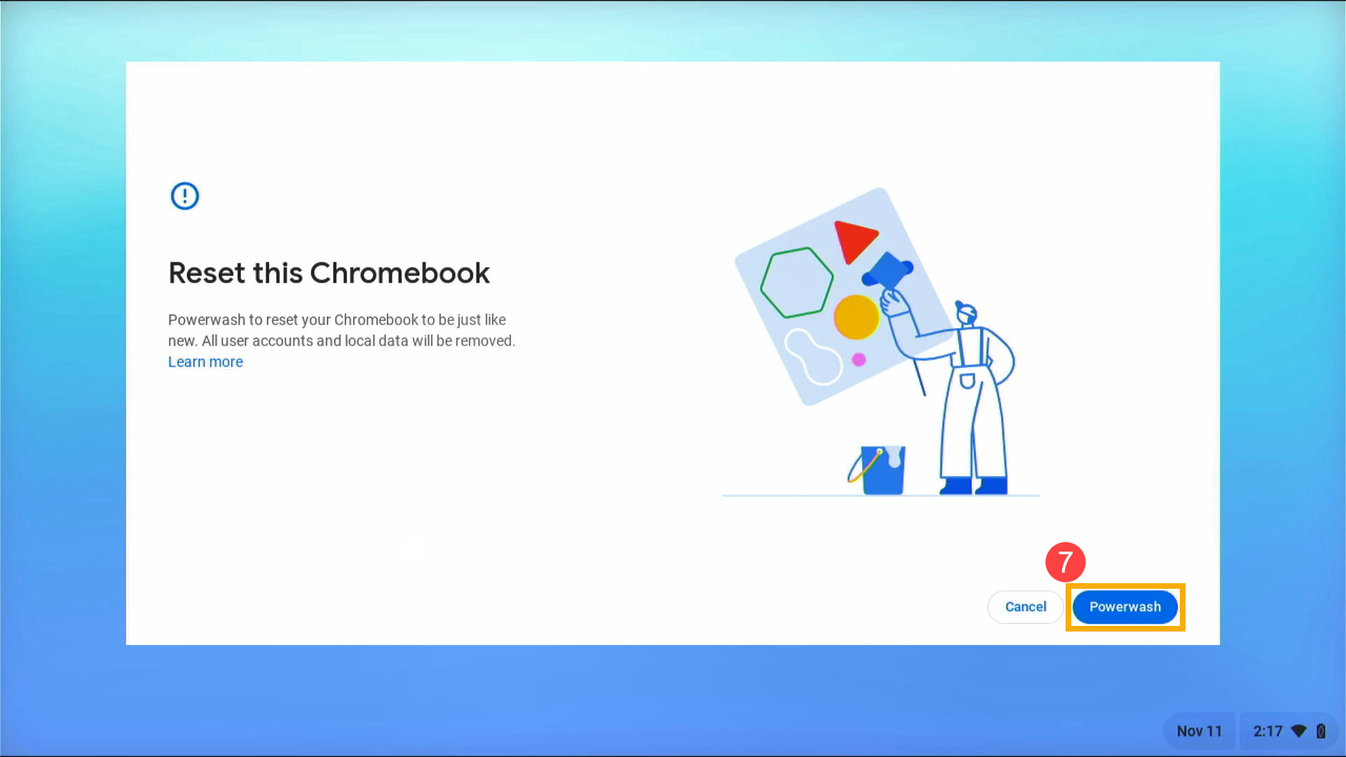 Chromebook] Chromebook を初期状態にリセット(Powerwash)する