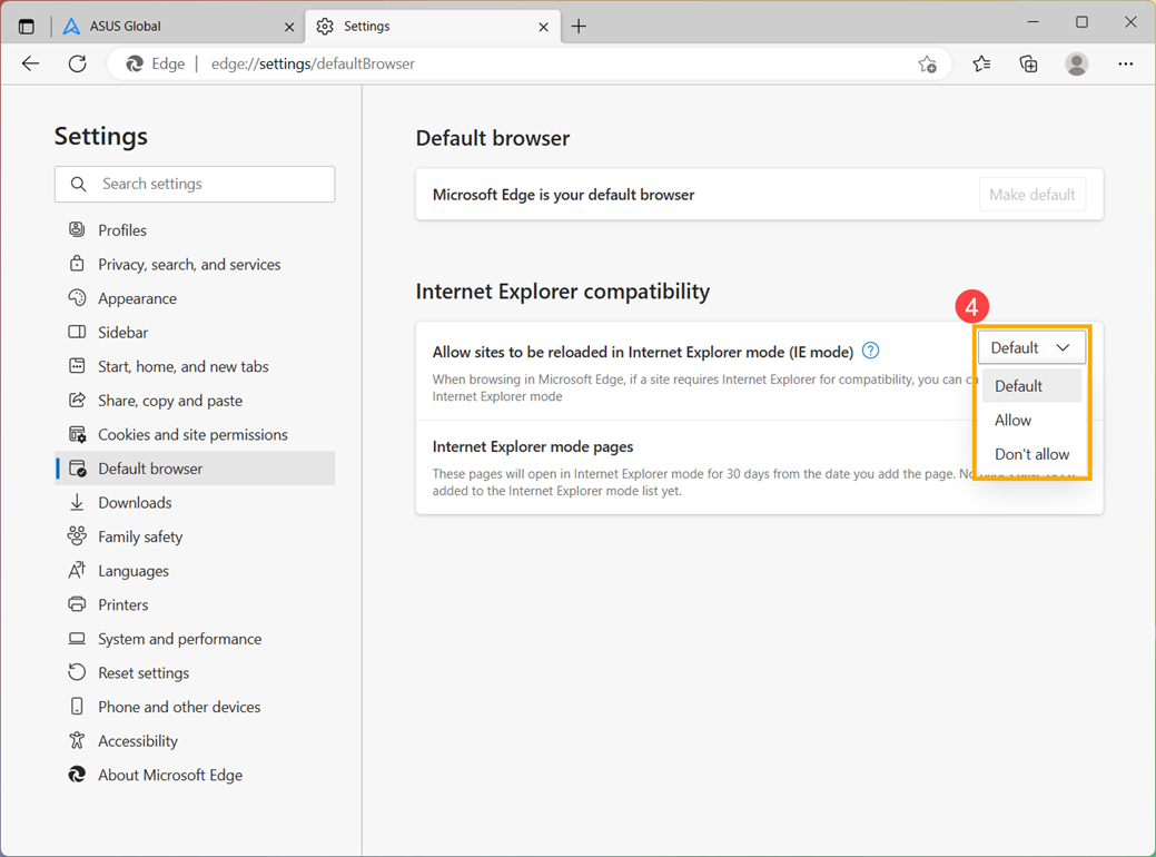 Windows 11/10] Как включить/отключить режим Internet Explorer в Microsoft  Edge | Официальная служба поддержки | ASUS России