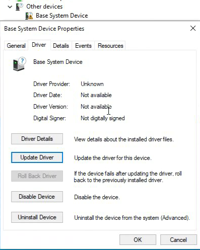 Base System Device Properties